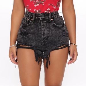 Fashion Nova Under Deconstruction Acid Wash Denim Shorts - Size Small
